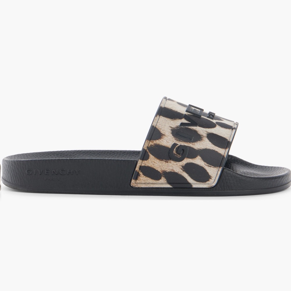 Givenchy Black and Tan Animal Print Slides - Picture 3 of 6